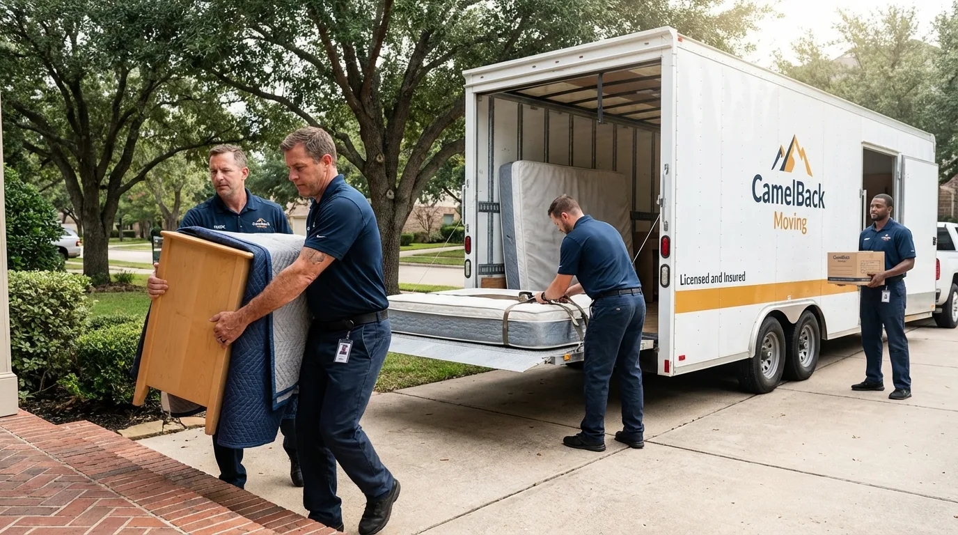 Crew loading residential truck for cross-state move from Mount Pleasant, SC