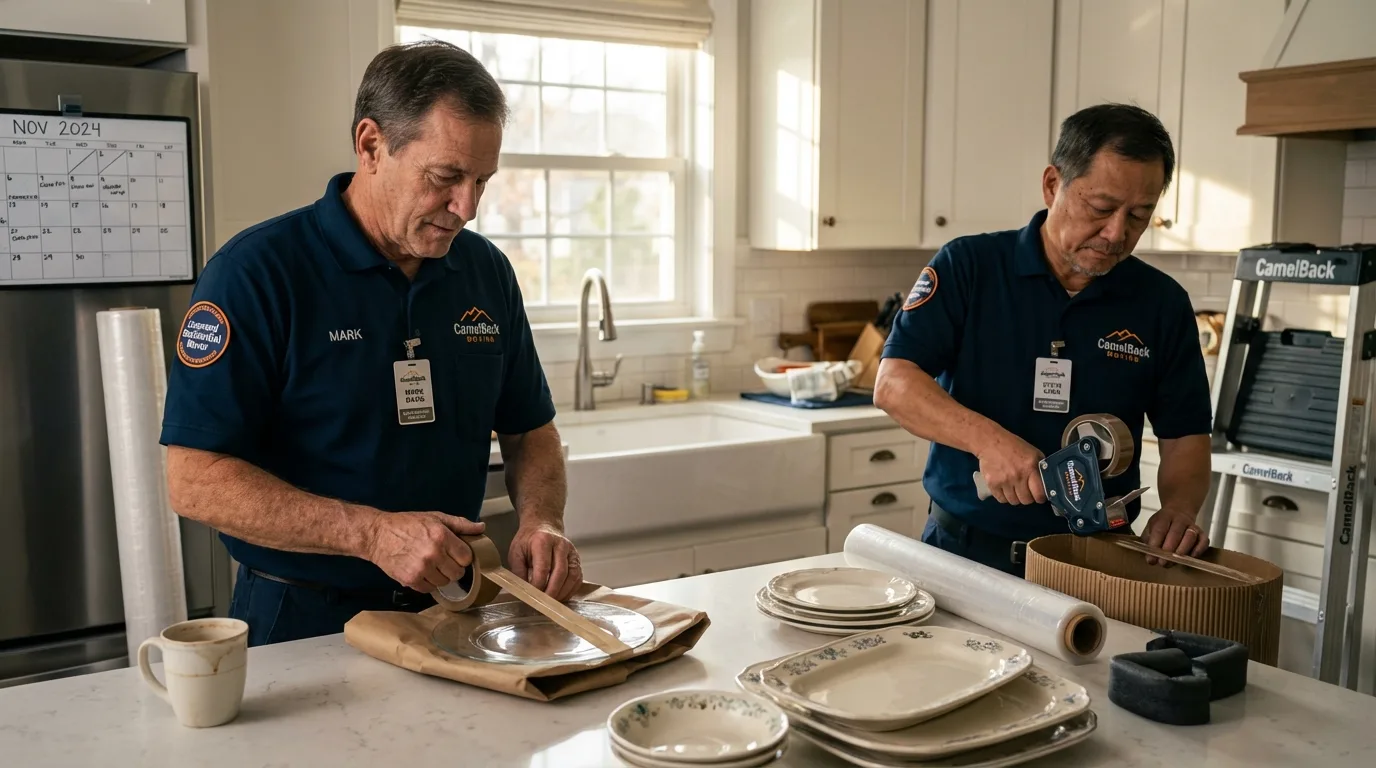 Professional crew packing kitchen dishware in Mount Pleasant, SC